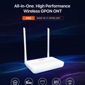 Tenda HG6 N300 Wi‑Fi GPON ONT Router – Fiber FTTH Terminal with 300Mbps Wi‑Fi, 1×Gigabit & 3×Fast LAN, VoIP/IPTV Support