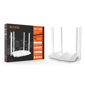 Tenda AC5 AC1200 Dual‑Band Smart Wi‑Fi Router – 300Mbps + 867Mbps, MU‑MIMO & Beamforming+, 4 High‑Gain Antennas