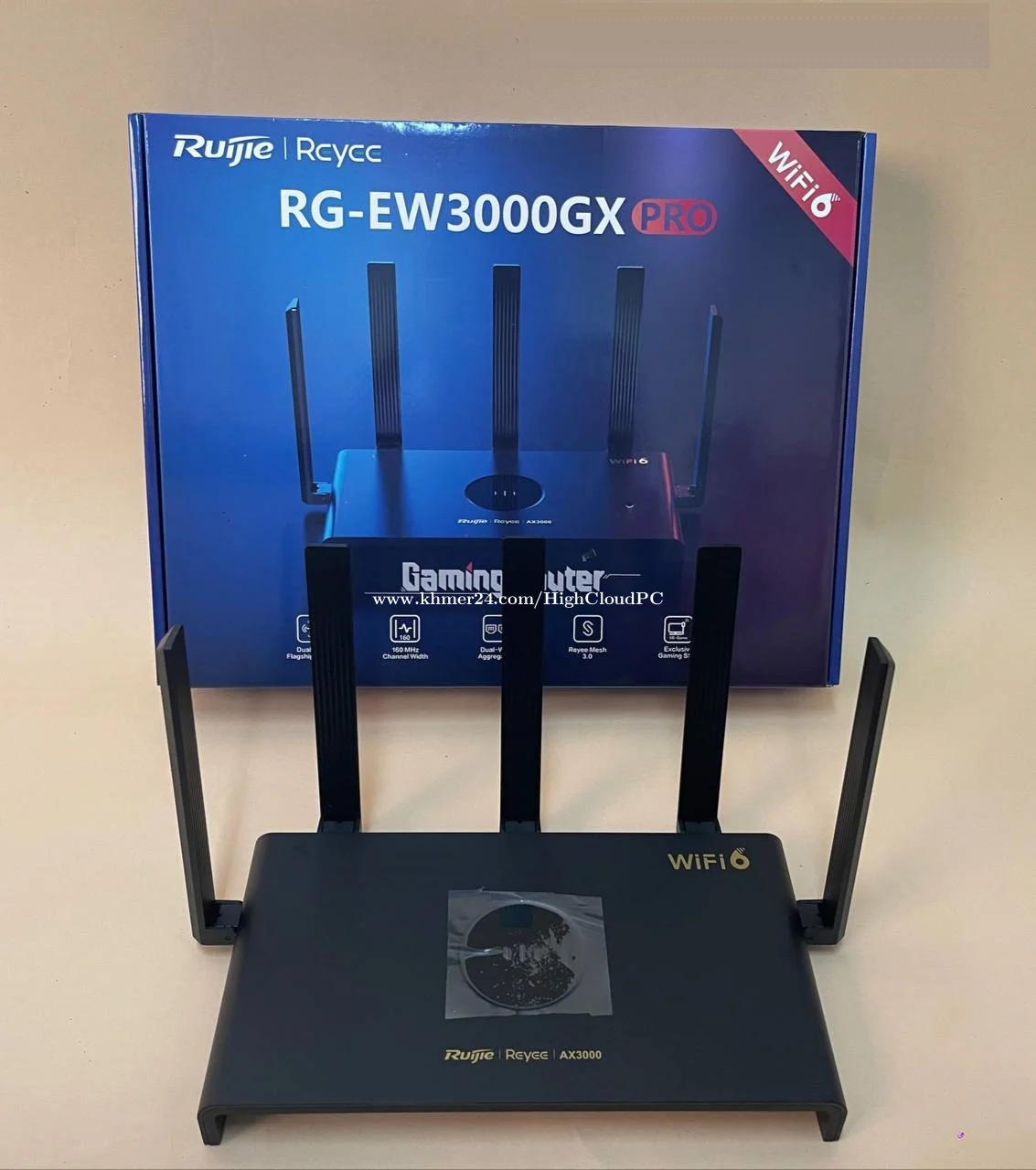 Ruijie RG‑EW3000GX‑PRO AX3000 Dual‑Band Wi‑Fi 6 Gigabit Router – Gaming & Mesh Ready, 3000Mbps, 5 High‑Gain Antennas, Cloud & App Management