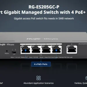 RUIJIE RG‑ES205GC‑P – 5‑PORT GIGABIT SMART CLOUD MANAGED POE SWITCH